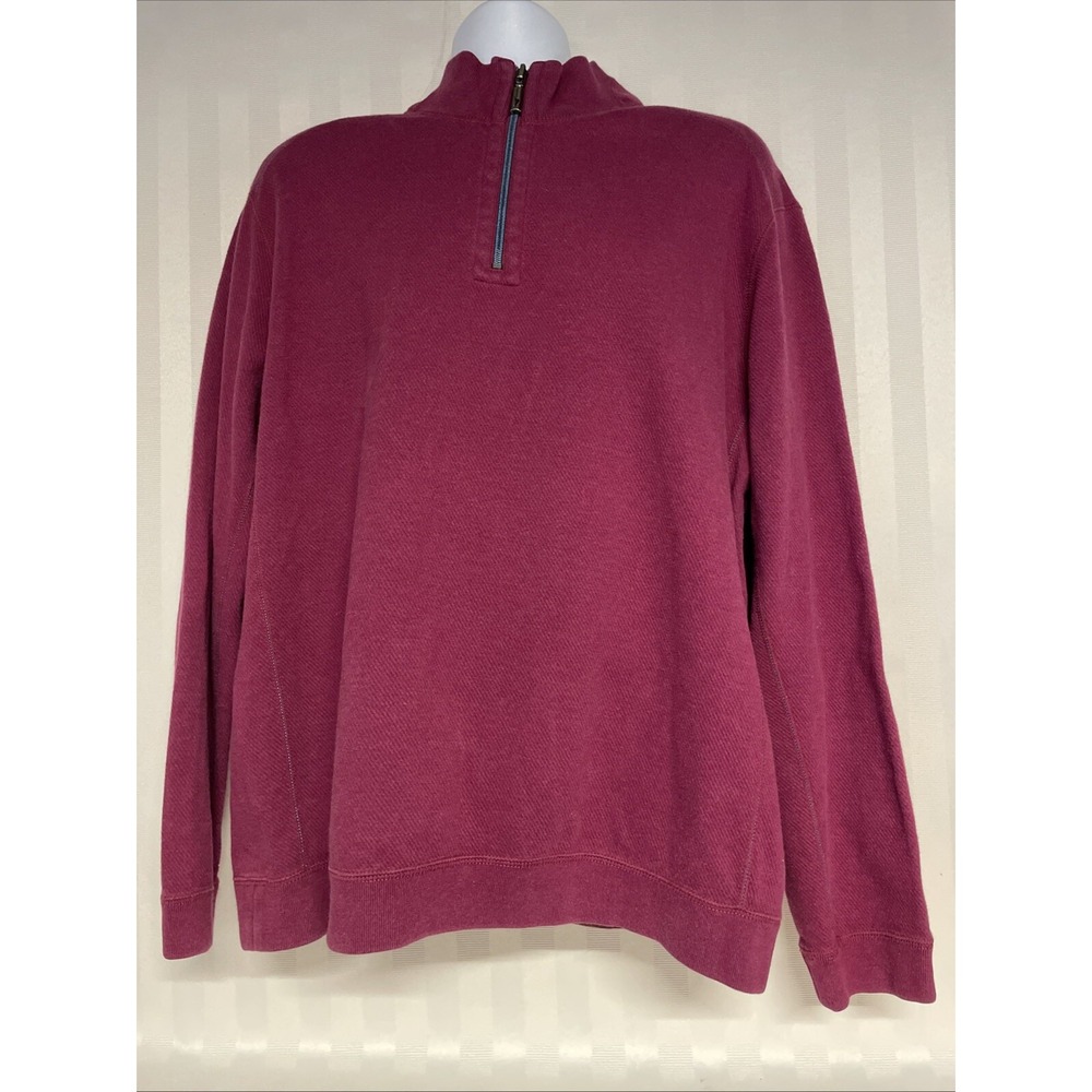 Tommy Bahama 1/4 Zip‎ Pullover Reversible Sweater Ruby Red Heather Men's Small